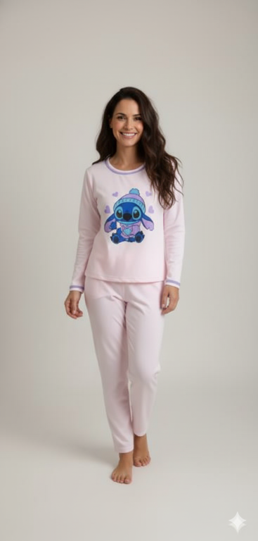 400 PIJAMA FEMININO LONGO LISO - ROSA BEBE