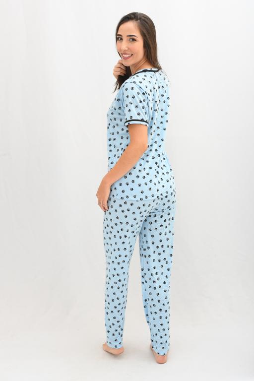 528 PIJAMA ABERTO MANGA CURTA - PATINHA AZUL