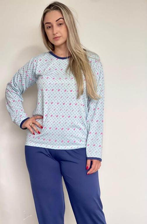 404 PIJAMA LONGO BLUSA ESTAMPADA CALÇA LISA - CORACAO