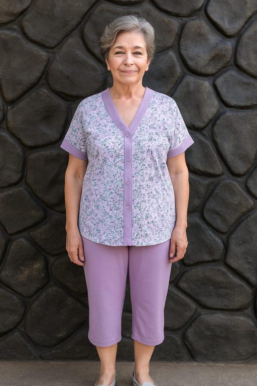 886 PIJAMA ABERTO MANGA JAPONESA COM PESCADOR LILAS