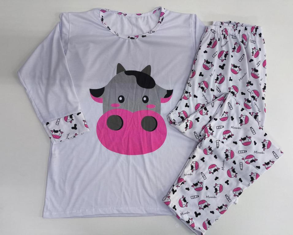 421 PIJAMA LONGO COM PUNHO - VACA