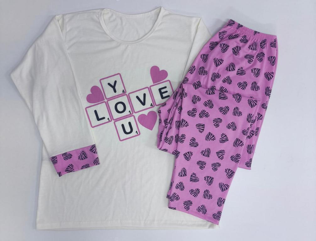 421 PIJAMA LONGO COM PUNHO - LOVE YOU