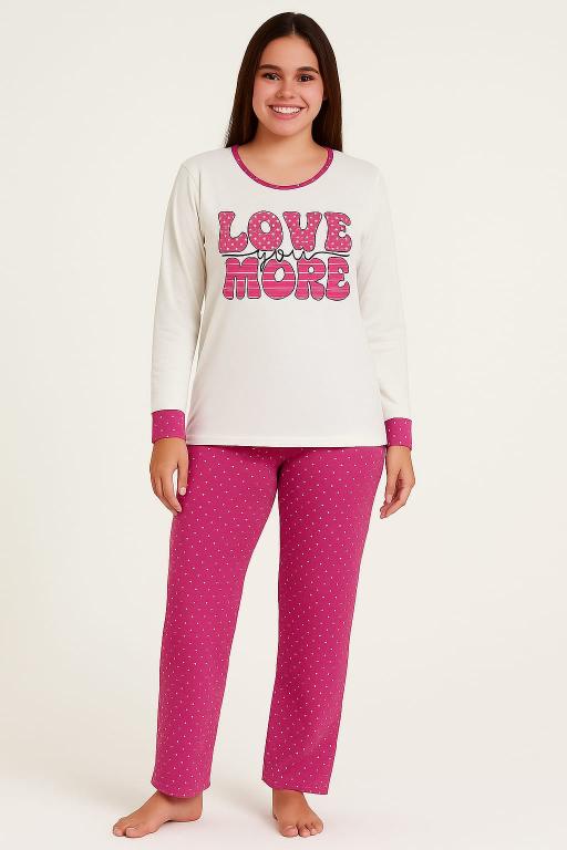 421 PIJAMA LONGO COM PUNHO - POA PINK