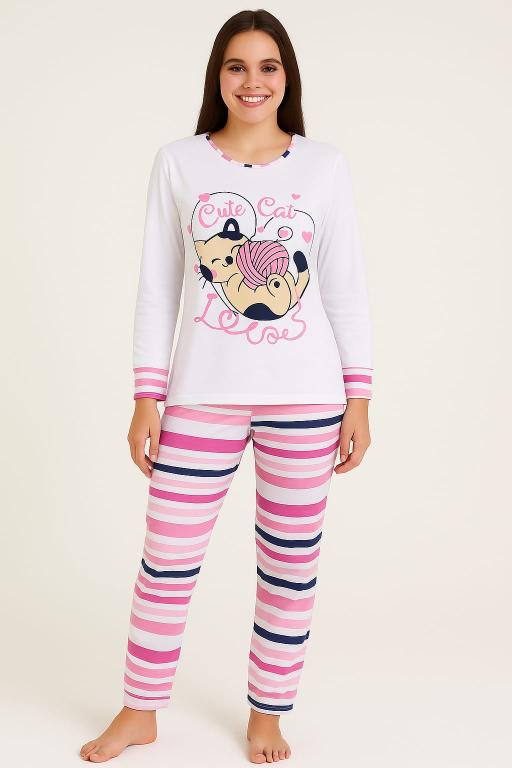 421 PIJAMA LONGO COM PUNHO - GATO