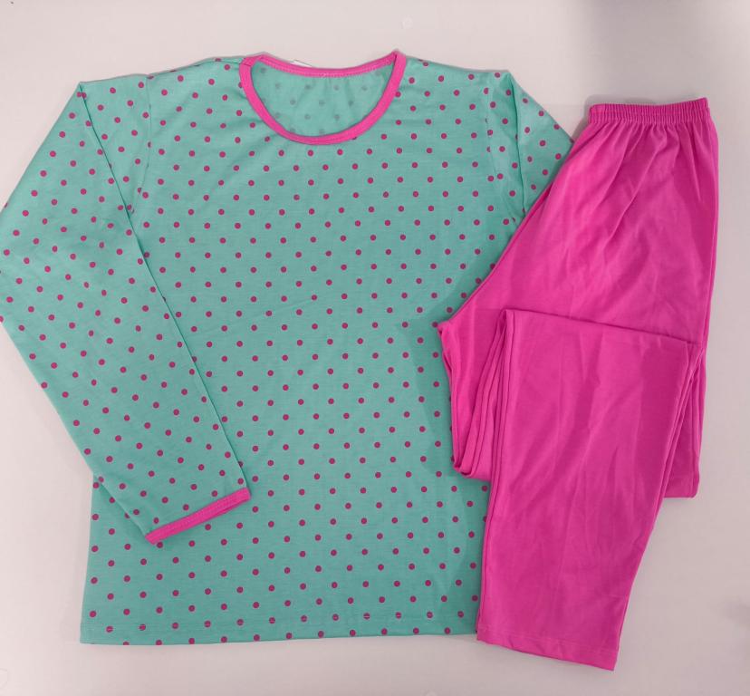 404 PIJAMA LONGO BLUSA ESTAMPADA CALÇA LISA - VERDE