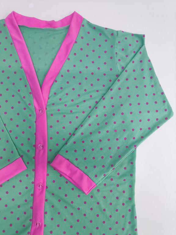 408 PIJAMA LONGO ABERTO - BOLINHA CHICLETE