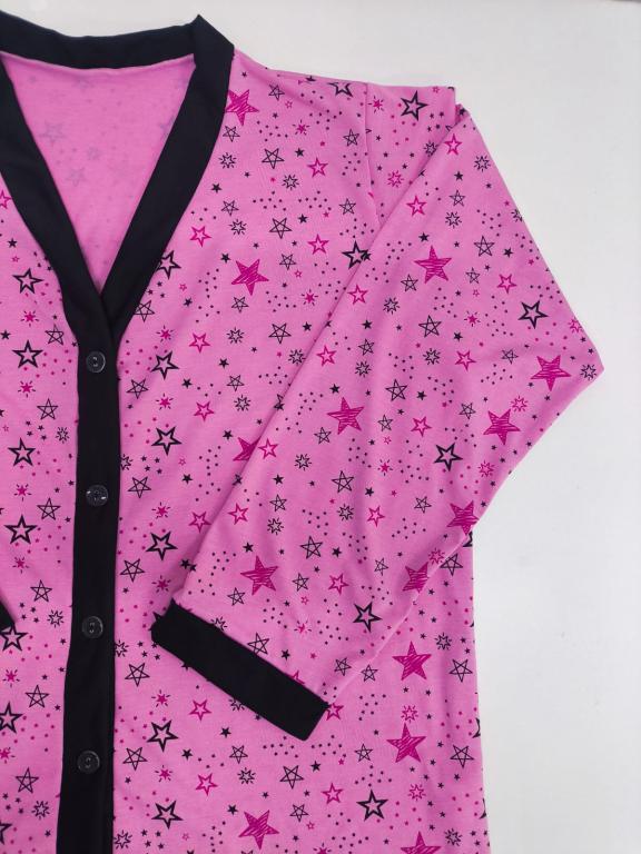 408 PIJAMA LONGO ABERTO - ESTRELA PRETO