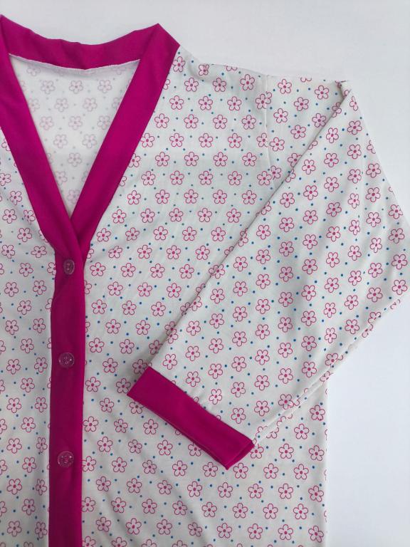 408 PIJAMA LONGO ABERTO - FLOR PINK