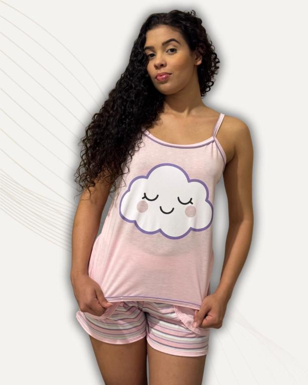 806 PIJAMA ALÇA DE BOLSO - ROSA BEBE