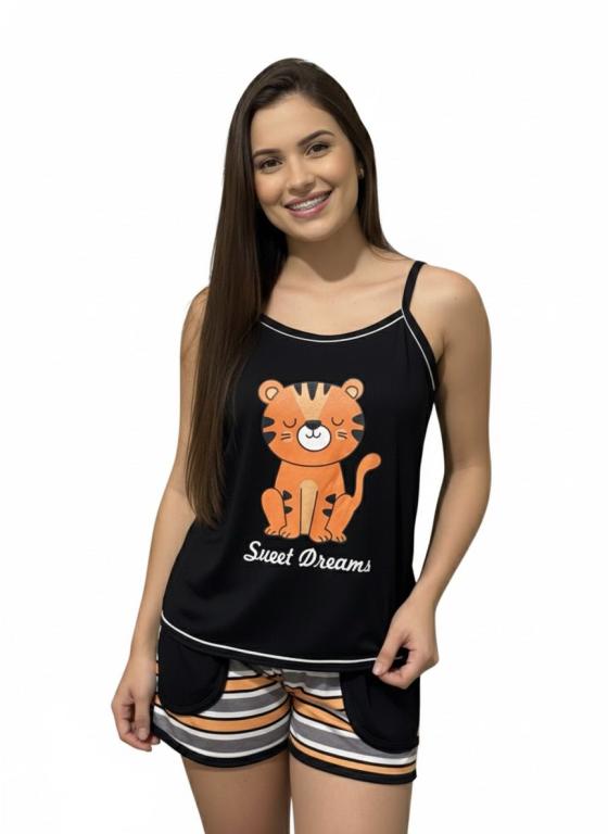 806 PIJAMA ALÇA DE BOLSO - PRETO