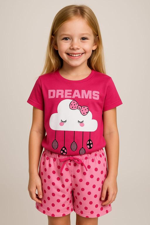 201 PIJAMA INFANTIL MEIA MANGA COM SHORT - BOLA PINK