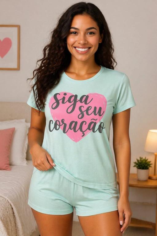 708 PIJAMA MANGA CURTA - SIGA SEU CORAÇÃO