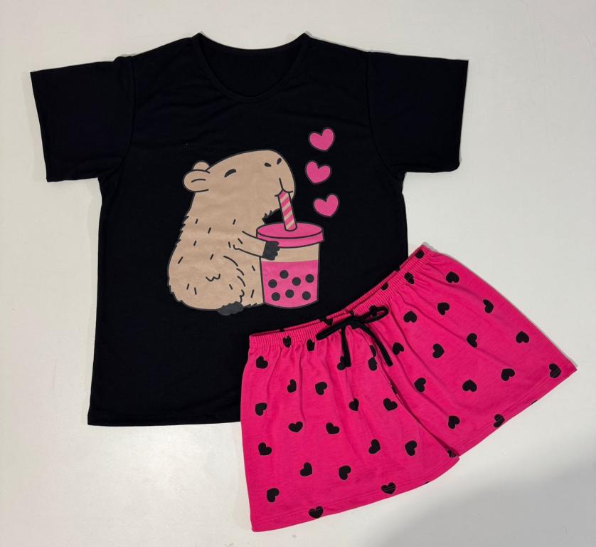 750 PIJAMA MEIA MANGA CAPIVARA