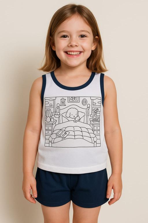 724 PIJAMA REGATA INFANTIL FEMININO COLORIR - BOBBIE GOODS MARINHO