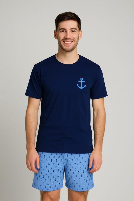 753 PIJAMA ADULTO MEIA MANGA MASCULINO - ANCORA