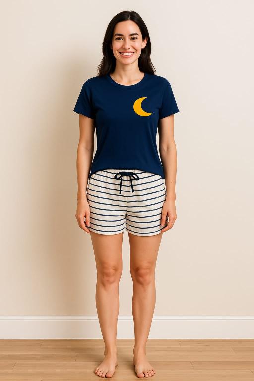 763 PIJAMA FEMININO MEIA MANGA ADULTO - LUNAR