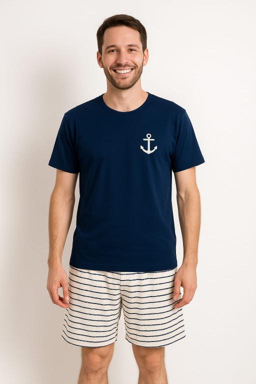 765 PIJAMA MASCULINO MEIA MANGA ADULTO - MARINHEIRO