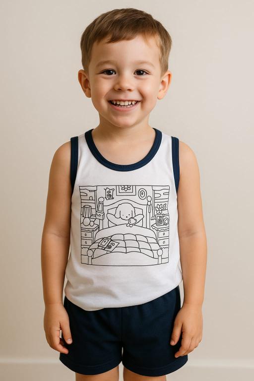 725 PIJAMA REGATA INFANTIL MASCULINO COLORIR - BOBBIE GOODS MARINHO