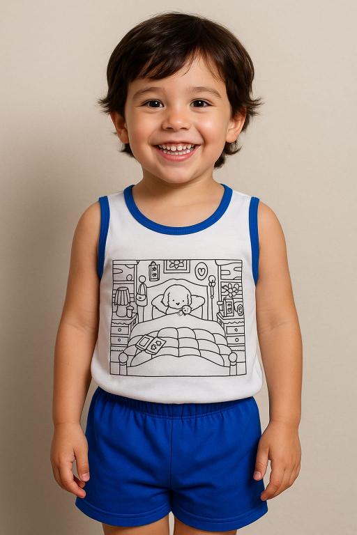 726 PIJAMA REGATA INFANTIL MASCULINO COLORIR - BOBBIE GOODS ROYAL