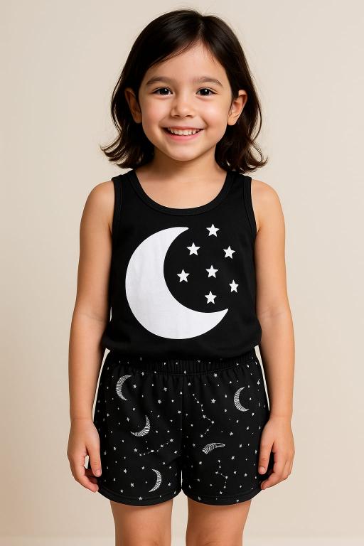 769 PIJAMA INFANTIL FEMININO MEIA MANGA - LUNAR