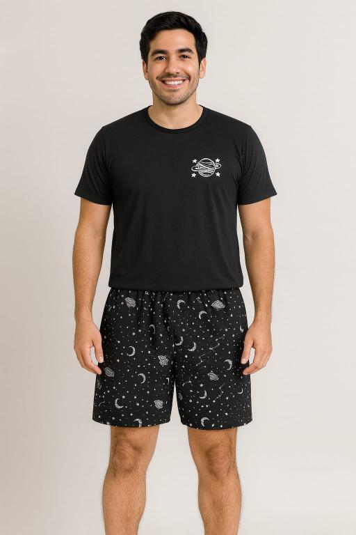 770 PIJAMA ADULTO MASCULINO MEIA MANGA - LUNAR