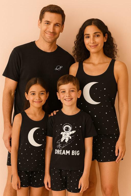 770 PIJAMA ADULTO MASCULINO MEIA MANGA - LUNAR