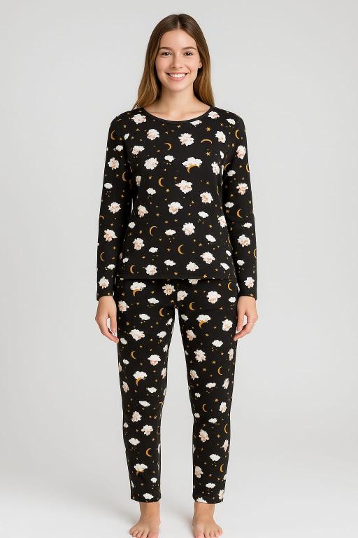 1018 PIJAMA FEMININO ADULTO SUEDE ESTAMPADO