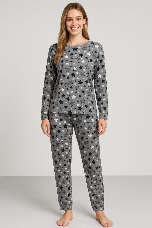 1018 PIJAMA FEMININO ADULTO SUEDE ESTAMPADO