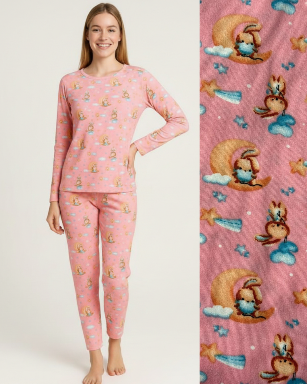 1018 PIJAMA FEMININO ADULTO SUEDE - COELHO