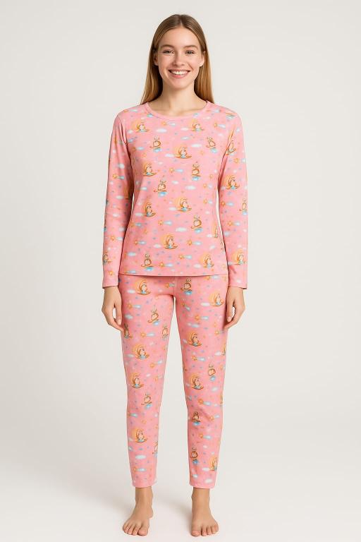 1018 PIJAMA FEMININO ADULTO SUEDE ESTAMPADO