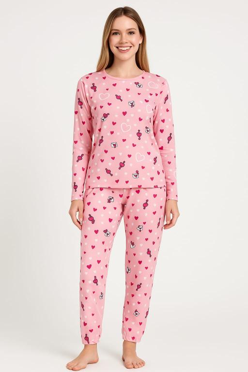 1018 PIJAMA FEMININO ADULTO SUEDE ESTAMPADO