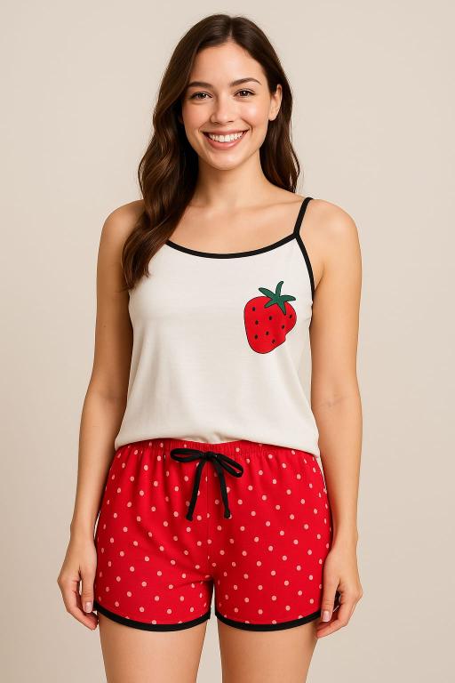 728 PIJAMA FEMININO ALCINHA - MORANGO