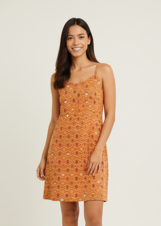 1021 CAMISOLA ALCINHA SUEDE FLOR LARANJA