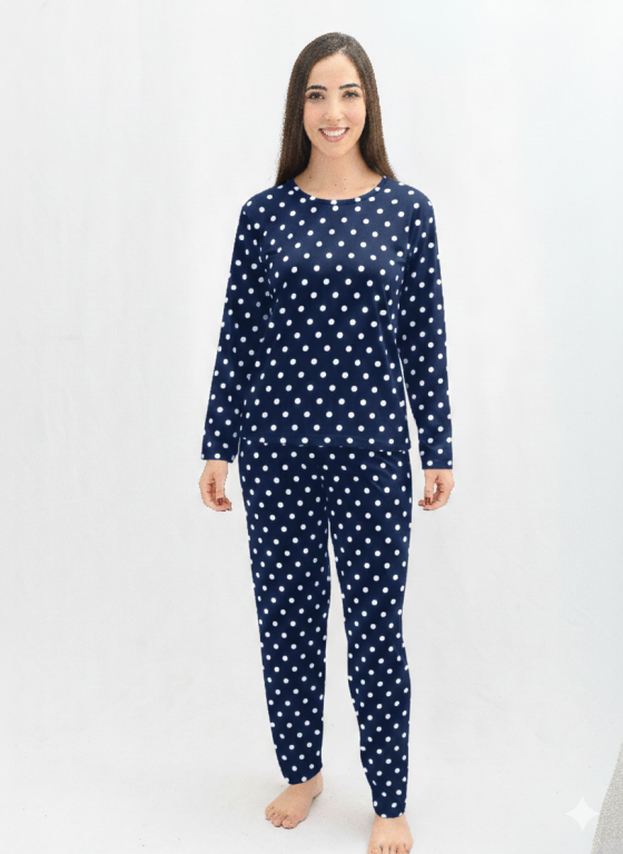 1018 PIJAMA FEMININO ADULTO SUEDE - POA MARINHO