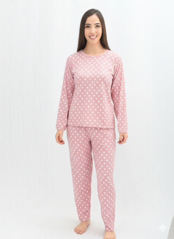 1018 PIJAMA FEMININO ADULTO SUEDE - ROSA BEBÊ