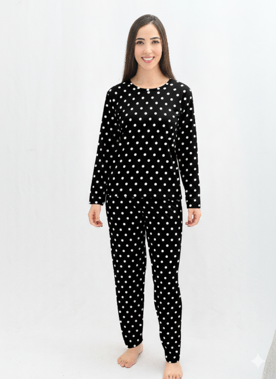 1018 PIJAMA FEMININO ADULTO SUEDE - PRETO