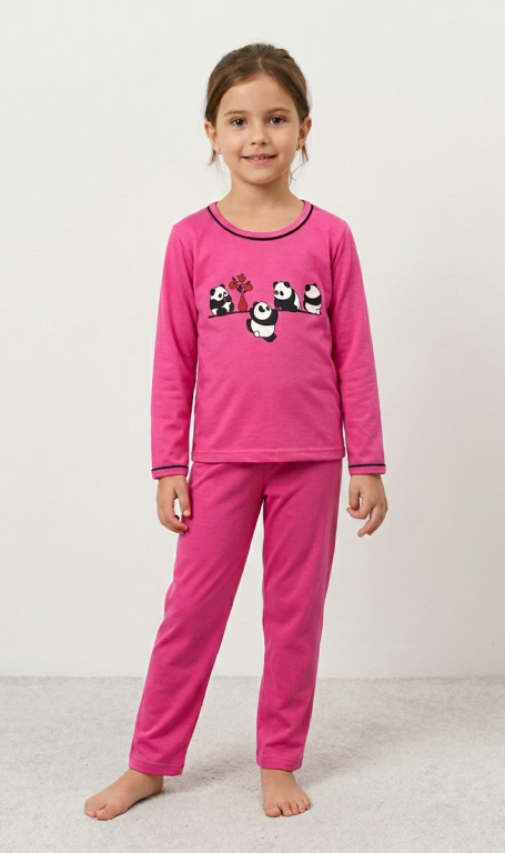 496 PIJAMA FEMININO INFANTIL LONGO LISO - ROSA CHICLETE