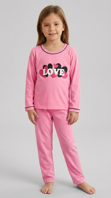 496 PIJAMA FEMININO INFANTIL LONGO LISO- ROSA BEBÊ