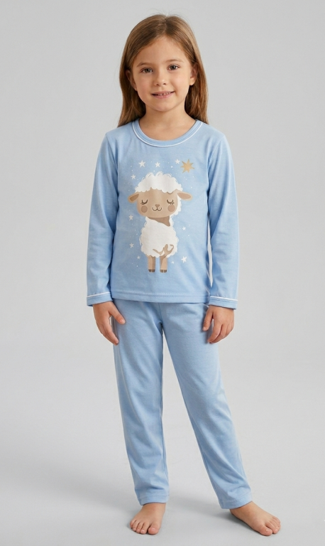 496 PIJAMA FEMININO INFANTIL LONGO LISO- AZUL BEBÊ