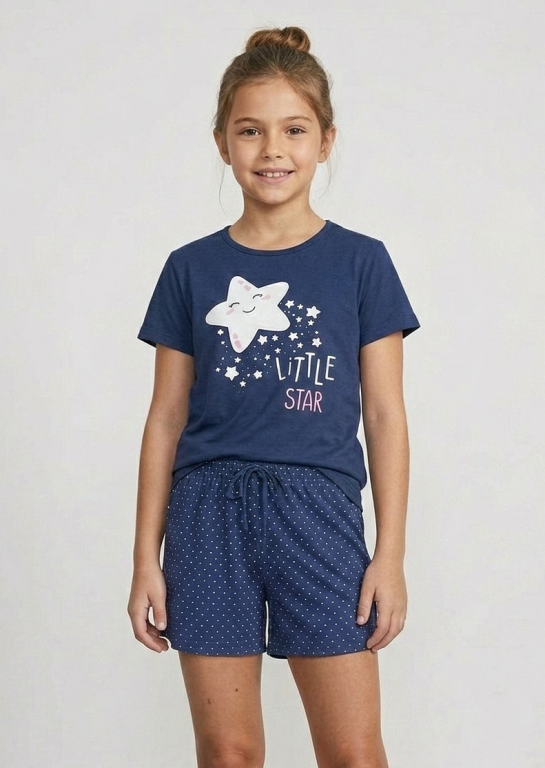 201 PIJAMA INFANTIL MEIA MANGA COM SHORT - MARINHO