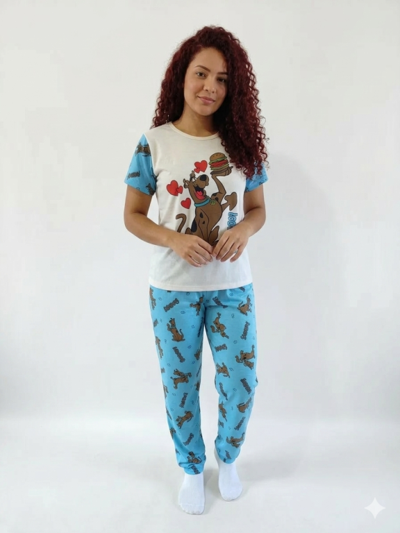 140 PIJAMA MEIA MANGA COM CALÇA ESTAMPADA - CACHORRO