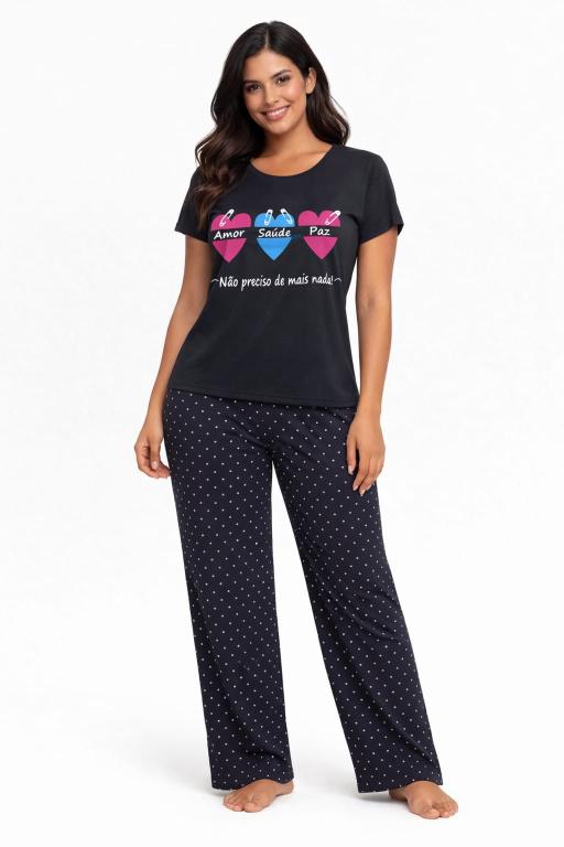 140 PIJAMA MEIA MANGA COM CALÇA ESTAMPADA- POÁ ROSA BEBÊ