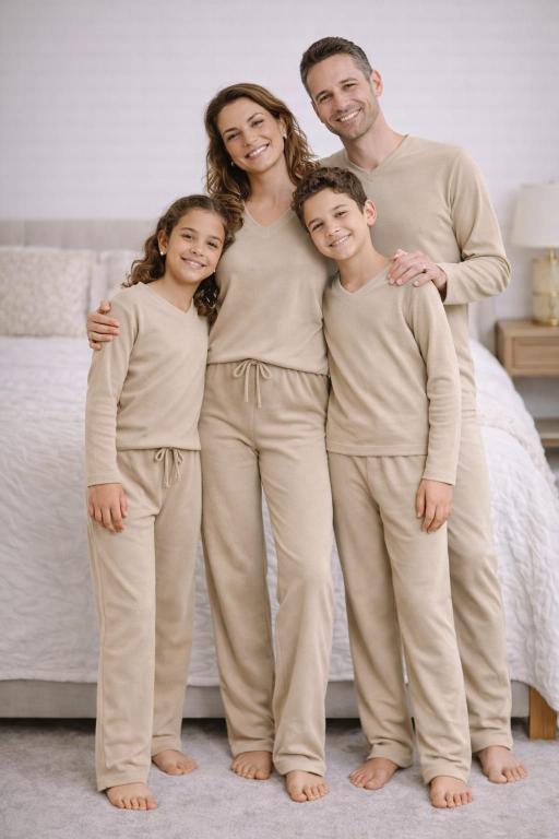 519 PIJAMA MASCULINO LONGO LISO SUEDE - AREIA