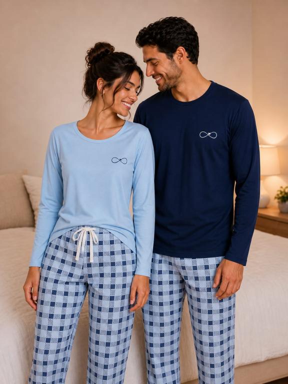 531 PIJAMA FEMININO LONGO INFINITO - AZUL BEBE