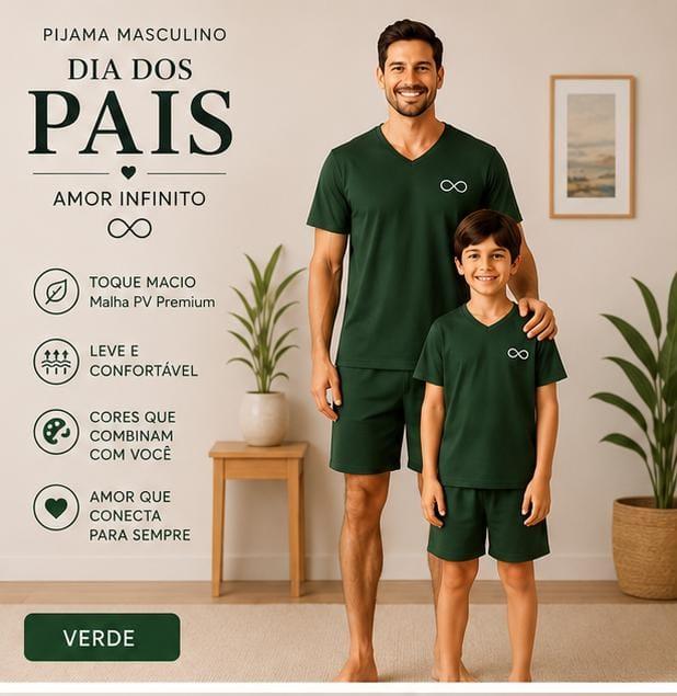 864 PIJAMA INFANTIL MASCULINO MANGA CURTA- VERDE