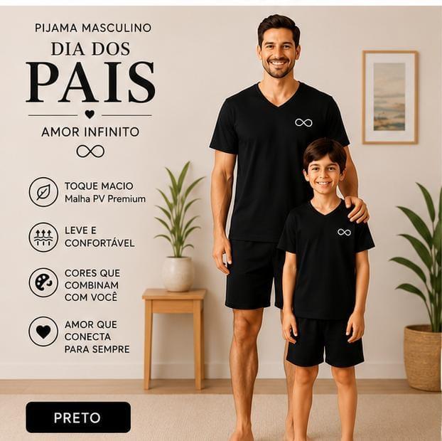 864 PIJAMA INFANTIL MASCULINO MANGA CURTA- PRETO