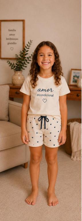 126 PIJAMA FEMININO INFANTIL MANGA CURTA- AMOR INCONDICIONAL
