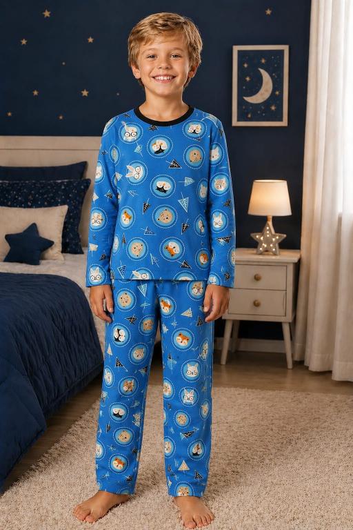 229 PIJAMA INFANTIL MASCULINO SUEDE- RAPOSA AZUL