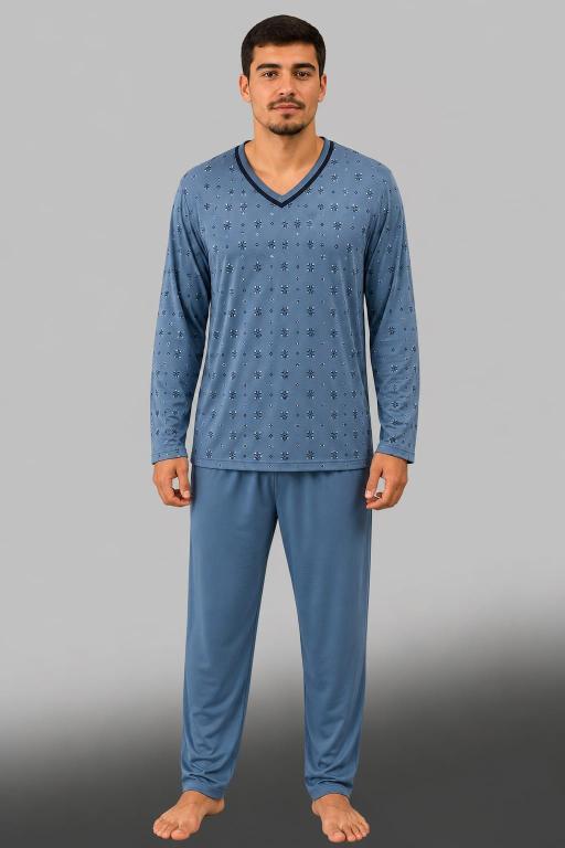 524 PIJAMA LONGO MASCULINO- PETROLEO