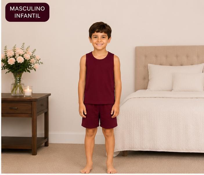 811 PIJAMA MASCULINO INFANTIL REGATA - VINHO